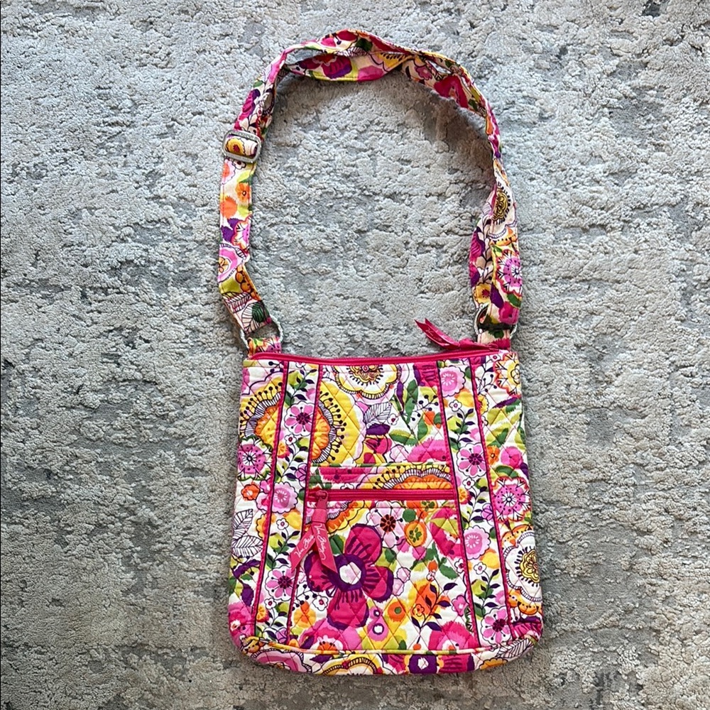 Vera Bradley Pink and Yellow Floral Crossbody Bag